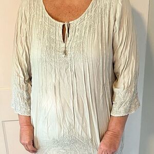 Elegant Cream Embroidered Women's Top